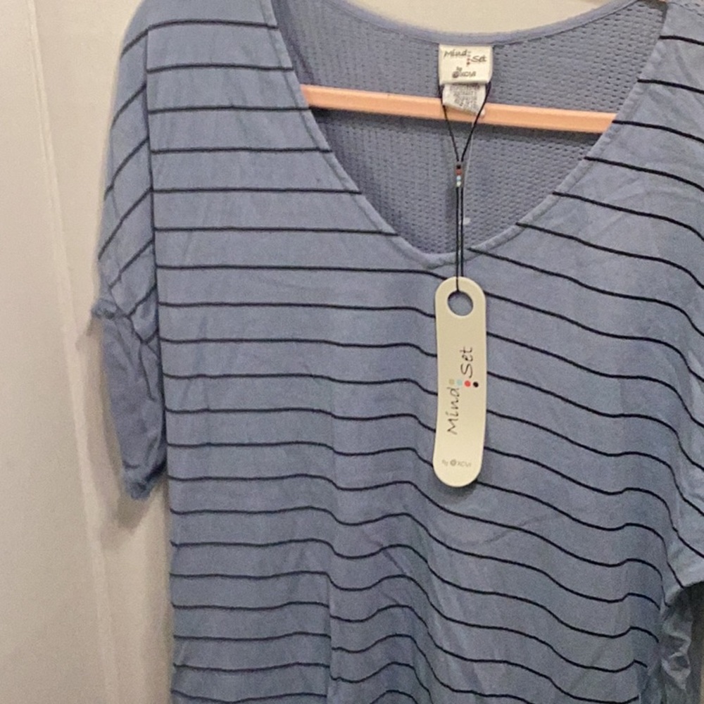 Mind set XCVI  Blue Striped Top